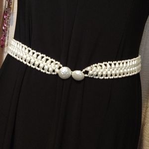 Faux Pearl Accent Belt 31-32"